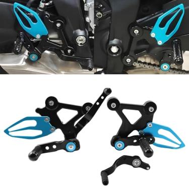 Imagem de XIDAODIT Para CFMOTO 675SS 675SR 675SR-R 675NK 2024 2025 Apoio de pé Protetor de calcanhar ajustável antiderrapante placas de pé de motocicleta (preto + azul)