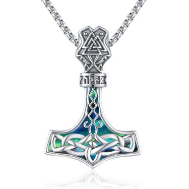 Imagem de Colar de martelo Thor para homens prata esterlina 925 vintage nórdico Mjolnir pingente de amuleto viking presente para mulheres com corrente de aço inoxidável de 56 cm + 5 cm