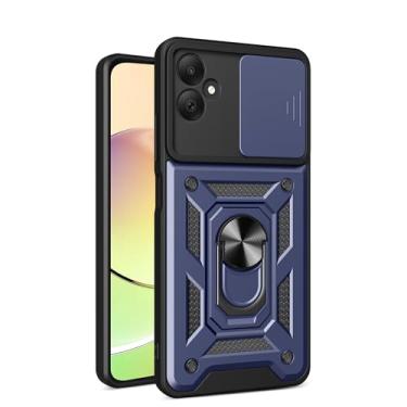 Imagem de RKINC Capa para Samsung Galaxy A05 com capa deslizante para câmera e anel giratório com suporte de grau militar à prova de choque com suporte magnético para carro, azul marinho