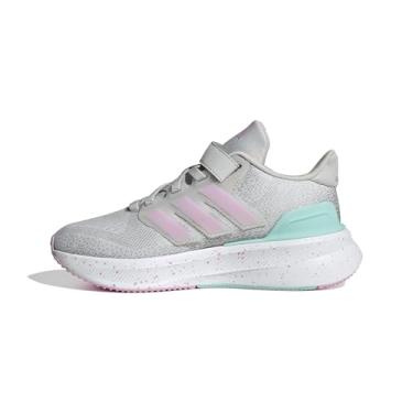 Imagem de adidas Tênis infantil unissex Ultrarun 5 elástico de renda e alça, Cinza/Bliss Lilac/Semi Flash Aqua, 13 Little Kid