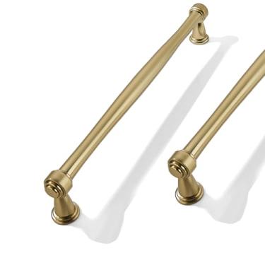 Imagem de CABDM Pacote com 2 puxadores de armário de bronze champanhe centro a centro de 203 mm para armários armários sólidos puxadores de gaveta resistentes cômodos cozinhas quartos