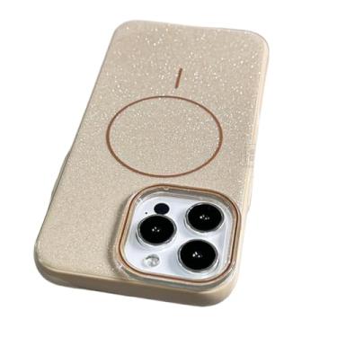 Imagem de IRTGFG Capa magnética com céu estrelado brilhante para iPhone 16 Pro com carregamento sem fio (para iPhone 16 Pro/ouro deserto)