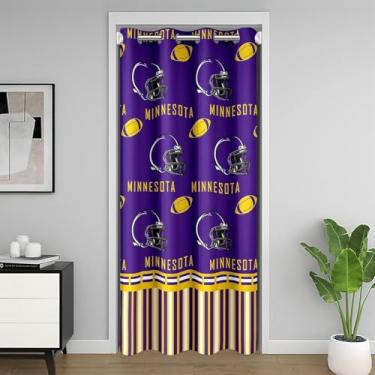 Imagem de jejeloiu Cortina de porta de futebol infantil para privacidade de entrada 132 x 203 cm 1 painel capa de armário Minnesota meninos meninas rúgbi esportes futebol americano cidade divisória cortina