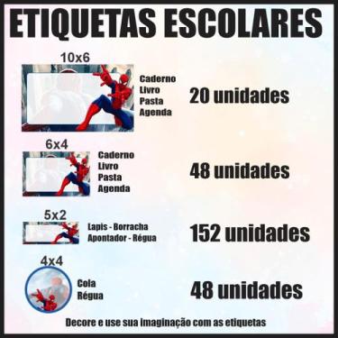 Imagem de Etiqueta Adesiva Escolar em Vinil Tema Personagem Diversos - Dekal Dec