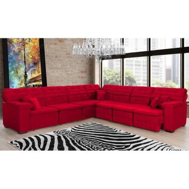 Imagem de Sofá Magno 3.77x3.32m De Canto, Retrátil E Reclinável - Vermelho