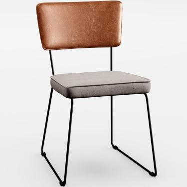 Imagem de Cadeira Estofada Sala De Jantar Camel Linho Bege