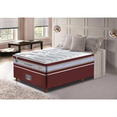 Imagem de Conjunto Cama Box Solteiro De Molas Ensacadas D33 Cama Inbox Select Firme 88x188x71 Vinho