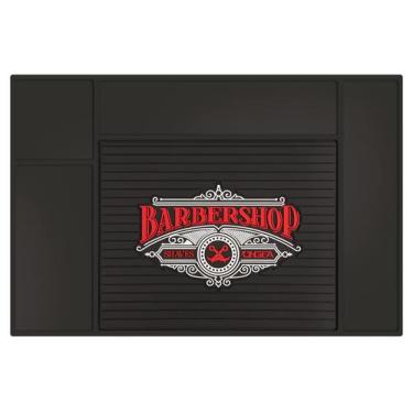 Imagem de Esteira de barbeiro Segbeauty em PVC preto antiderrapante 45x30cm