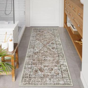 Imagem de Tapete Bathroom Runner Uhome Distressed Tribal Khaki 60x150cm - Uphome