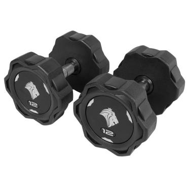 Imagem de Par De Dumbbells 12kg Lion Monobloco Em Aço Maciço Injetado