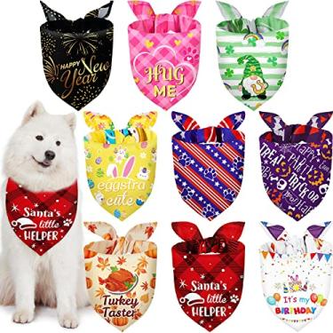 Imagem de Bandana de cachorro patriótica de Halloween, bandana ajustável de Dia das Bruxas, lenço de cachorro ajustável de Ação de Graças para cães, lavável, natal, babador de cachorro, bandana de aniversário para animais de estimação