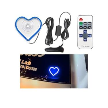 Imagem de FALVFUN Luz ambiente de LED para carro, luz neon de veículo USB Love Heart com controle remoto para triângulo ou janela traseira, acessórios de decoração de lâmpada de atmosfera interior automotiva
