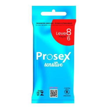Imagem de Preservativo Prosex Sensitive Lubrificado Leve 8 Pague 6 Unidades