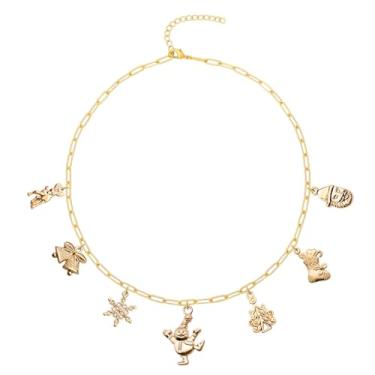 Imagem de ternotito Colar com pingente de Natal e pingente banhado a ouro 14K, Aço inoxidável, Liga metálica.