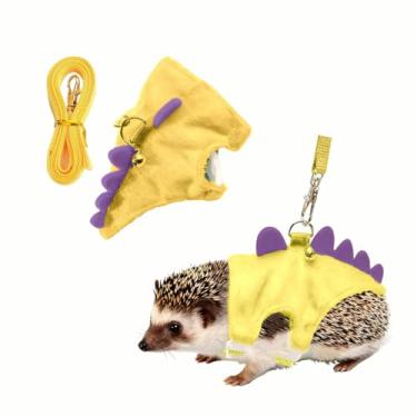 Imagem de Conjunto de arnês e coleira de ouriço ajustável – Arreio de animais pequenos à prova de fuga para ouriços, furões, hamster - macio, leve e confortável (amarelo, M)
