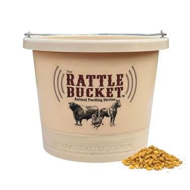 Imagem de Rattle Bucket - Balde de ração animal com som de chocalho para cavalos, cabras, vacas, galinhas, gado | Ferramenta durável de alimentação e pastoreio