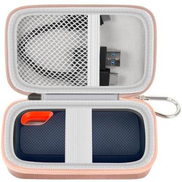 Imagem de Capa rígida compatível com SSD portátil extremo SanDisk 500GB/1TB/2TB/4TB - Até 1050MB/s - USB-C, USB 3.2 Gen 2 - Unidade de estado sólido externa. Suporte de viagem para transporte para cabo - rosa