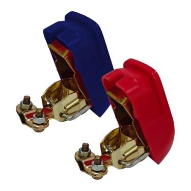 Imagem de HHZL Braçadeiras de bateria de liberação rápida conexão terminal de bateria adaptador de desconexão rápida, grampos de conexão de cobre inteligentes banhados a carro terminal superior seguro calço de