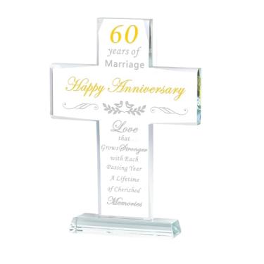 Imagem de L.Karden 60º aniversário de casamento, ideias de presente cruzado, decorações de aniversário, presentes de casamento, lembrança de vidro religioso, presentes de cristal para esposa marido, casal, avó,