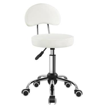 Imagem de Banqueta giratória ajustável KKTONER branca em couro PU