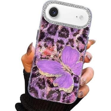 Imagem de I-MGAE-IN-AR Capa compacta para iPhone Air Butterfly Design, moldura de proteção de lente de câmera de diamante 3D, capa protetora de TPU macio e macio à prova de choque para mulheres estampa de
