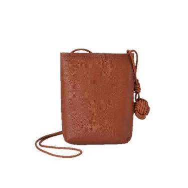 Imagem de Bolsa tiracolo feminina de couro PU pequena para celular com alça transversal e bolsa de braço, Marrom, Tendência