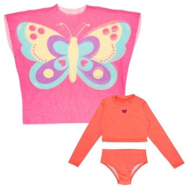 Imagem de Conjunto Cropped Biquíni + Saída De Praia Kimono Tule Menina - Fofotin