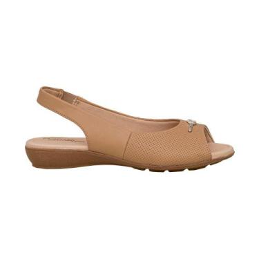 Imagem de Sandália Tan Peep Toe Salto Baixo Anabela  Modare, Tan, 38