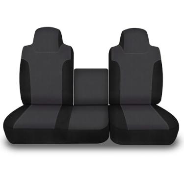 Imagem de runfider Capa de banco frontal dividida 40/60 de tecido de malha para Isuzu NPR 2006-2025, proteção de material durável para o lado do motorista e do passageiro - preta