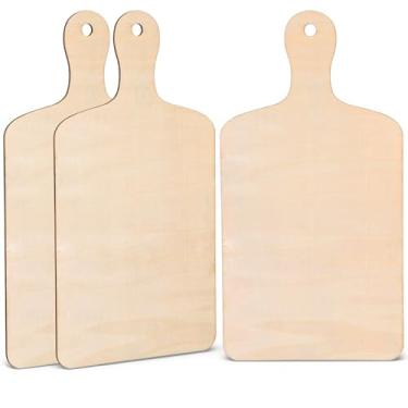 Imagem de Pacote com 3 tábuas de corte de madeira inacabadas com alça, tábuas de charcutaria, açougueiro de madeira para artesanato, faça você mesmo, Natal, casa, cozinha, decoração (30 cm x 15,7 cm)