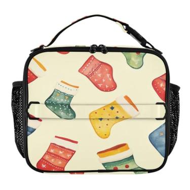 Imagem de Blueangle Lancheira de meias de Natal para homens, mulheres e adultos, lancheira pequena para trabalho de escritório, piquenique - bolsa térmica portátil reutilizável (477)