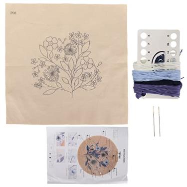 Imagem de Kit de ponto cruz feito à mão DIY para iniciantes Kit de bordado com lindos padrões de plantas Aro ajustável e suprimentos completos para presentes de decoração de casa 25x25cm (Pacote de Material Vegetal Inglês 1108)
