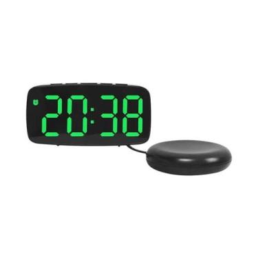 Imagem de Despertador LED Vibratório Com Ajuste De Brilho Para Dorminhocos, Surd