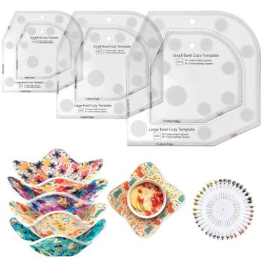 Imagem de Fosdonge Conjunto de réguas de corte aconchegantes com 3 tamanhos, padrões de costura transparentes de acrílico, réguas acolchoadas, padrão aconchegante, réguas para artesanato de cozinha DIY