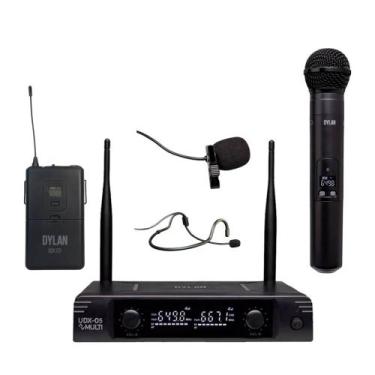 Imagem de Microfone dylan sem fio duplo uhf transmissor udx-05