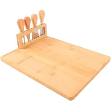 Imagem de Conjunto de Facas para Queijo com Tábua Retangular de Bambu, Petisqueira