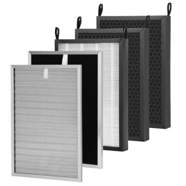 Imagem de Conjunto de 5 filtros de substituição compatíveis com purificadores de ar Nuwave OxyPure 47001, 47002, 47003, 47004 com 1 pré-filtro SS, 1 filtro de remoção de ozônio, 3 filtros HEPA/carbono
