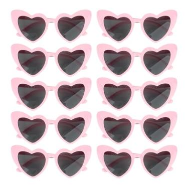 Imagem de Jaciya Pacote com 10 óculos de sol em formato de coração para despedida de solteira, casamento e sessões fotográficas, 10 rosa
