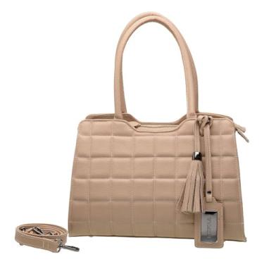 Imagem de Bolsa Feminina Ombro Tiracolo Baú Média Couro Sifra (NUDE)