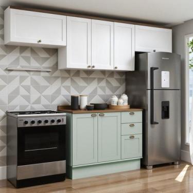 Imagem de Cozinha Modulada 4 Peças 100% Mdf Americana com Tampo e Rodapé Ilumina