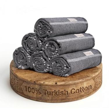 Imagem de Goqan Toalhas de praia turcas grandes pacote com 6 99 x 181 cm, cobertores de praia grandes, 100% algodão sem areia, conjunto de toalhas de secagem rápida, essenciais de piscina para a família em