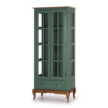 Imagem de Cristaleira Lateral De Vidro Com 2 Portas, 1 Gaveta E 3 Prateleiras Hannover - M560808 - Verniz