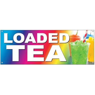 Imagem de Placa de vinil 4LessCo 45 x 121 cm LOADED TEA com ilhós rb