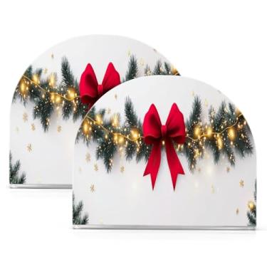 Imagem de Wassud Guirlanda de Natal laço vermelho suporte de guardanapo acrílico, moderno dispensador de guardanapo de papel em forma de U para mesa, cozinha, sala de jantar, bancada 2 peças (comporta 50-60