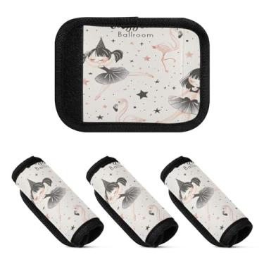 Imagem de Qilmy Balé Meninas Bagagem Alça Embrulhar Pacote com 4 Identificadores de Bagagem Identificadores de Bagagem Capa para Carrinho de Bebê Mala Mala Avião Acessórios de Viagem 1584