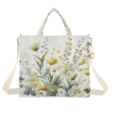 Imagem de Burbuja Sacola feminina de flores aquarela, bolsa tiracolo de veludo cotelê, bolsa transversal para compras, trabalho, viagem, P, B337, Small