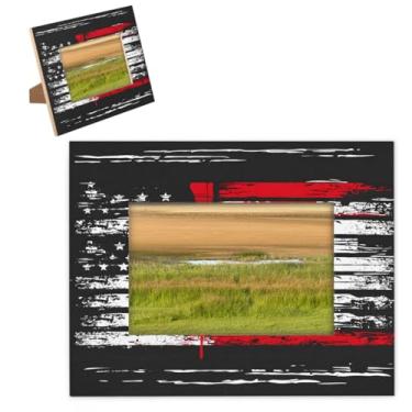 Imagem de hongjinglin Porta-retrato de 28 x 35,5 cm, moldura de madeira, bandeira americana, com tapete, exibição de parede e mesa, para decoração de casa e amigos da família, ideias de presente de casamento