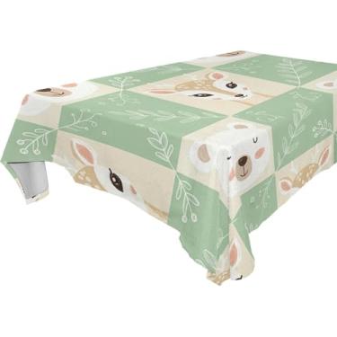Imagem de Burbuja Toalha de mesa Bear Deer Toalha de mesa quadrada anti-rugas grossa para decoração de jantar, cozinha, festa, 152 x 152 cm