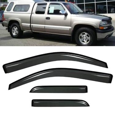 Imagem de Conjunto de 4 peças de defletor de vento de janela lateral, conjunto de protetores de chuva com fita adesiva para Chevy Silverado/GMC Sierra 1500/2500/3500, 2007 HD modelos clássicos caminhões com
