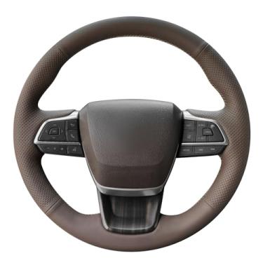 Imagem de MEWANT Capa de volante costurada à mão para Toyota Highlander 2020-2025/Grand Highlander 2024/Sienna 2021-2025 Acessórios de volante